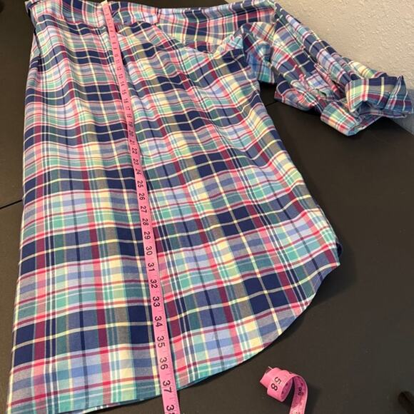 5XB Ralph Lauren Blue Green Red Striped Plaid Button Up Long Sleeve Shirt - Picture 5 of 7